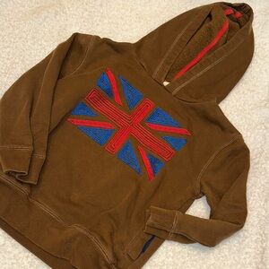 Mini Boden Brown Hoodie with British Flag